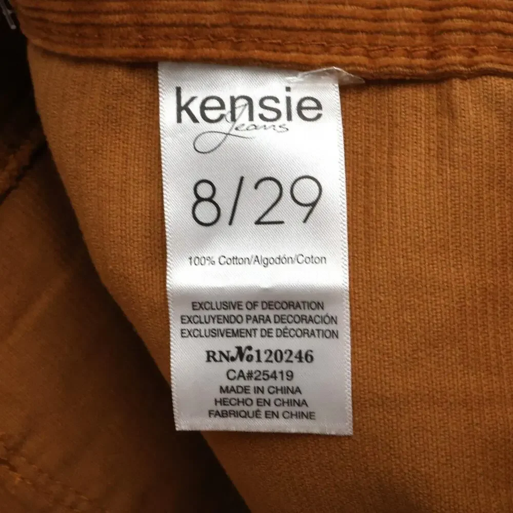 Kensie Skirt Womens 8 Waist 29 Rust Brown Corduroy Button Front Pockets New
